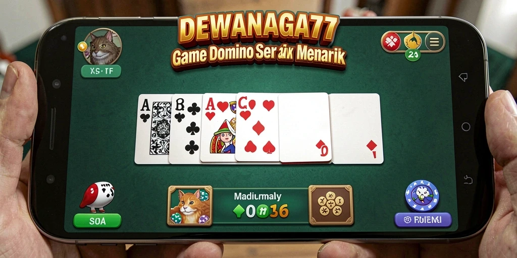 Tampilan gameplay seru di DEWANAGA77 dengan suasana domino.