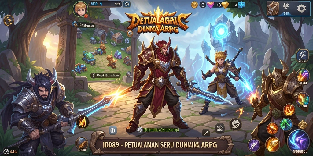 Screenshot IDR89 menampilkan aksi pertempuran seru dalam dunia fantasi.
