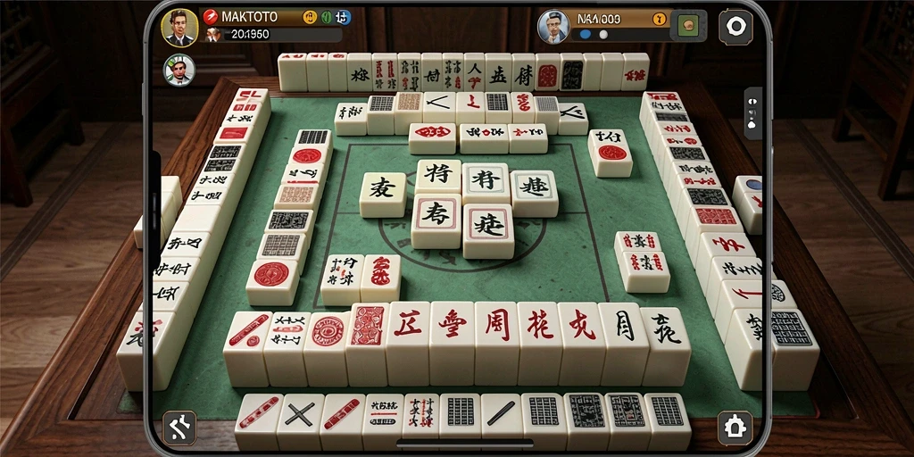 Tampilan gameplay seru MAKTOTO yang mengasyikkan dalam permainan Mahjong.