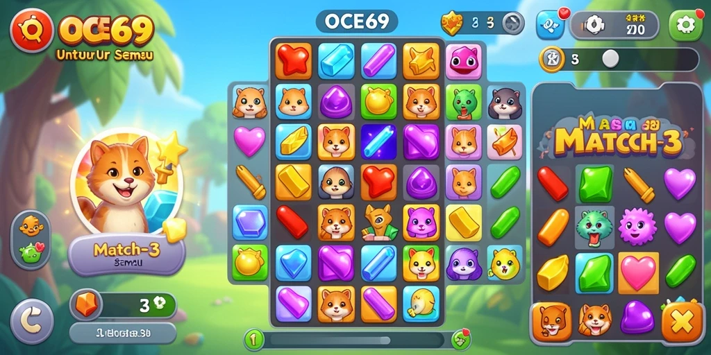Tampilan gameplay OCE69 yang seru dan penuh warna.