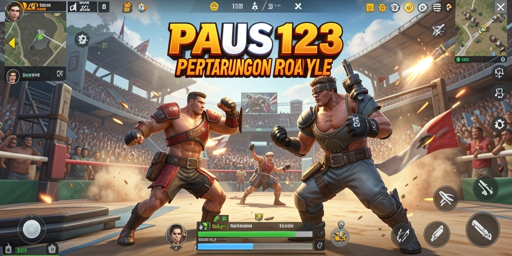 Tangkapan layar dari gameplay intens PAUS123 dalam pertarungan Battle Royale.