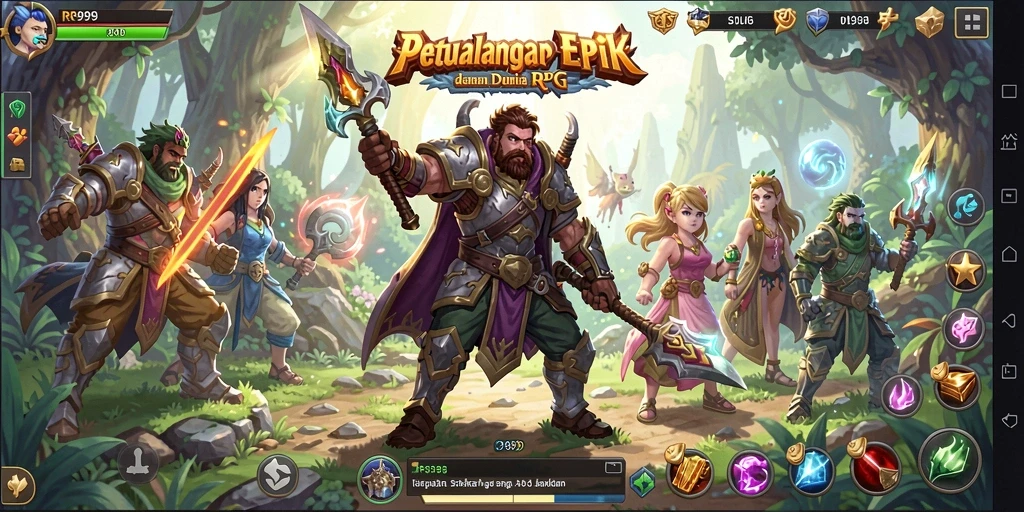 Tampilan gameplay mendalam dalam dunia RPG yang epik.