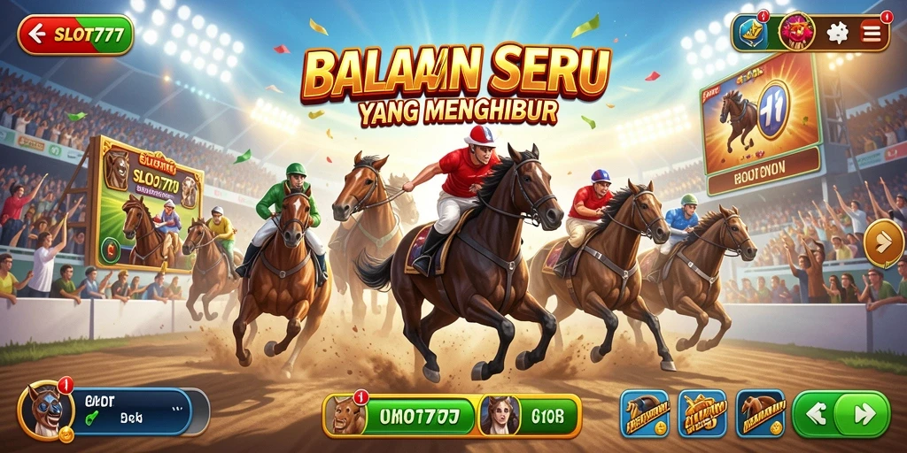 Gameplay SLOT777 dengan aksi balapan yang seru dan mendebarkan.