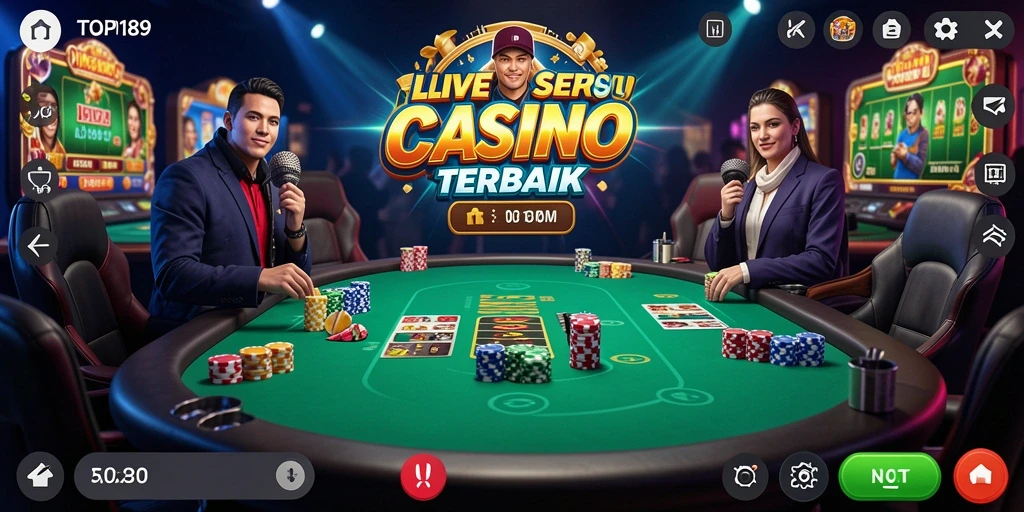 Screenshot gameplay TOPI189 dengan dealer langsung dalam aksi.