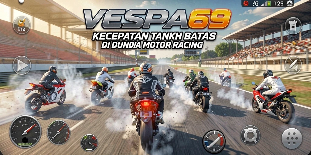 Gameplay seru VESPA69 dengan balapan motor yang mendebarkan.