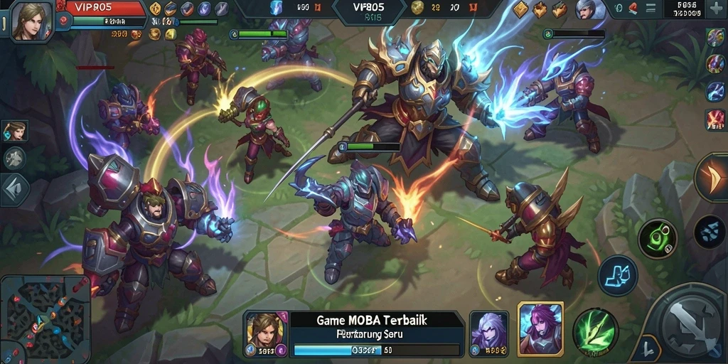 Tangkapan layar dari gameplay seru di VIP805 dengan pertarungan karakter di arena.